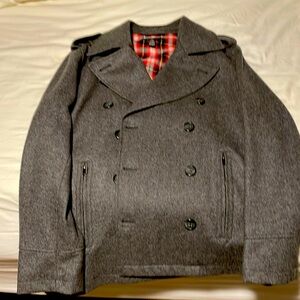 Men’s Inc. size XL wool blend peacoat grey gray plaid lining. New never warn